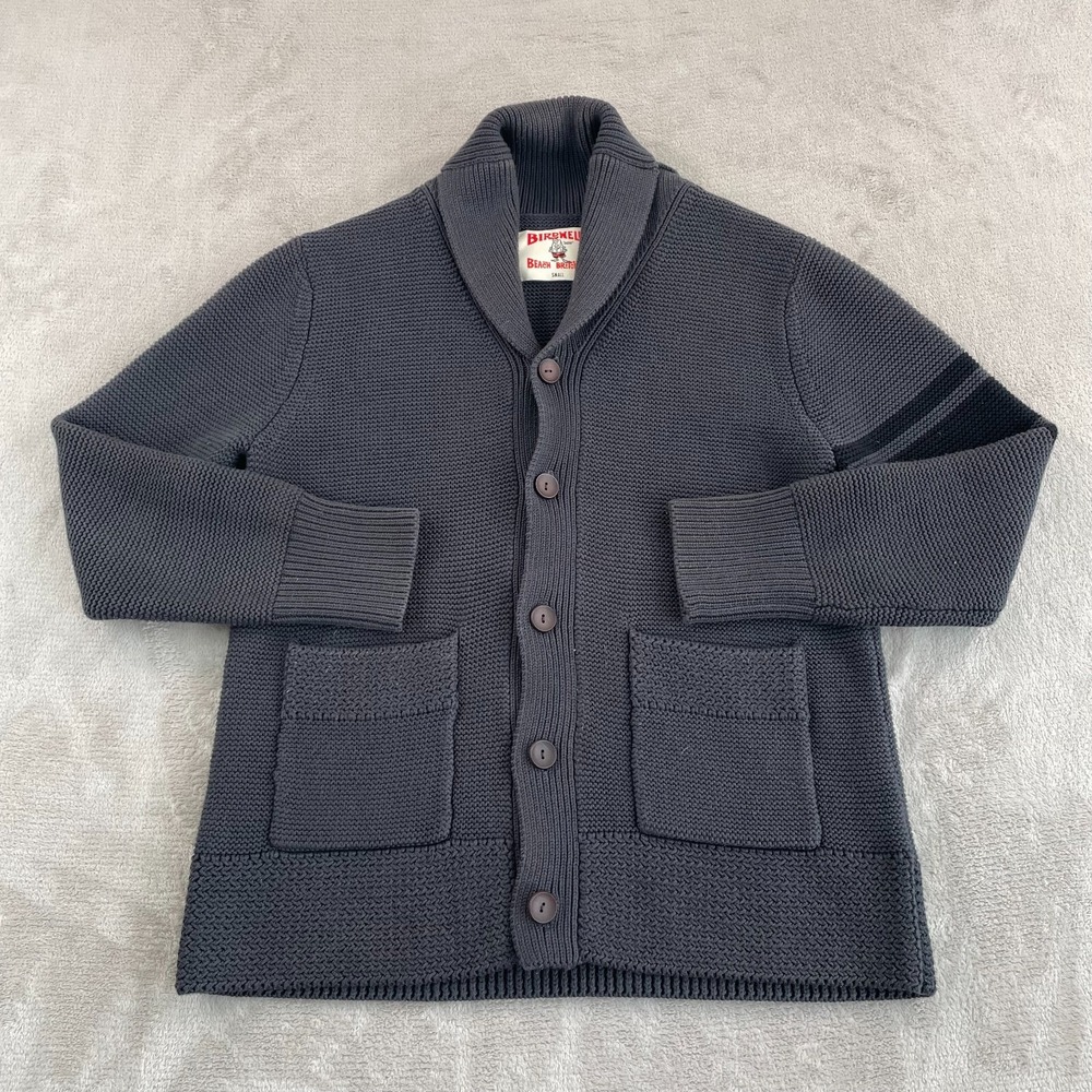Birdwell Beach Britches Cardigan Sweater Men Small Grey Shawl Collar Silk Blend‎